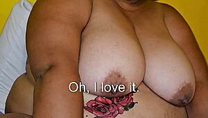 big soft belly jiggles while topless bbw teases her huge tits