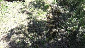 outdoor beach voyeur catches cougar's hairy pussy pissing in public pov then she spots him comic style