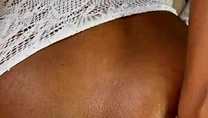 she gags on huge black cock then takes sloppy anal creampie deep