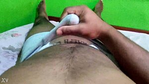 black dude strokes his solo handjob on big black cock slow and steady