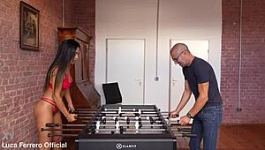 you won't believe how this hot brunette pays her soccer bet with deepthroat blowjob cumshot facial full hardcore video