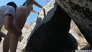 Took my latina teen friend hiking and we fucked doggystyle outdoors her big ass tits bent over