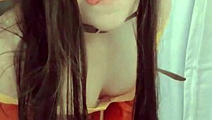 curvy latina megumin cosplay cutie rubs her tight pussy solo in homemade vid