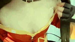 curvy latina megumin cosplay cutie rubs her tight pussy solo in homemade vid