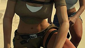 lara and sheva's clothes get ripped off in wild explorer adventure 😏🔥👙