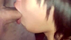 he shows up at her apartment and she sucks his young thick pink cock hard