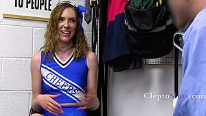 blackmailed teen cheerleader celestina blooms strips naked dances punished routine for burglar franco styles