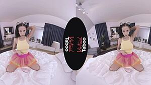 after the rain she explores her smooth rainbow pussy