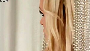 Nikki Benz slowly strips lingerie revealing big tits ass and wet pussy lips