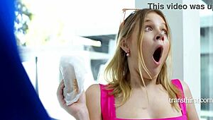 Frustrated TS Milf Bareback Fucks Delivery Guy