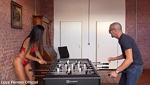 you won't believe how this hot brunette pays her soccer bet with deepthroat blowjob cumshot facial full hardcore video