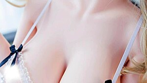 blonde 18+ teen sexdoll with big tits bends for tight ass anal