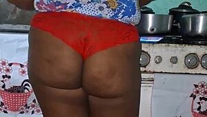 Crente Safada Cooks Up Big Tits Tease in Kitchen!