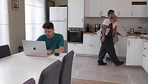 hey hubby too busy to fuck me so plumber stretches my pussy wide