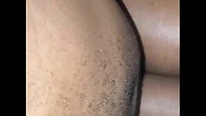 curvy ebony milf rides black cock tight with ass shaking and spanking homemade