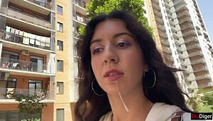 Skinny Girl Begs Facial Cumshot Before Street Cumwalk? 