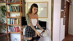 Horny Miniskirt Secretary Sucks Fucks Dirty Talks In Roleplay With Dildo Toys