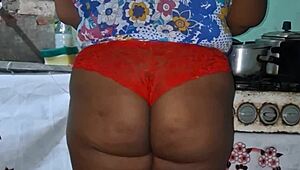 Crente Safada Cooks Up Big Tits Tease in Kitchen!