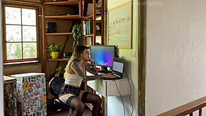 Horny Miniskirt Secretary Sucks Fucks Dirty Talks In Roleplay With Dildo Toys