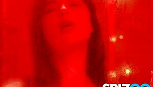 redhead audrey reid spreads shaved pussy wide for friend's monster cock spooning