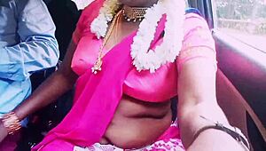 Indian Saree Housewife Cheats with Boyfriend's Cock in Car Dirty Talk Romance!