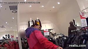 czech nympho bends over in shop for hardcore pov cock pounding after striptease