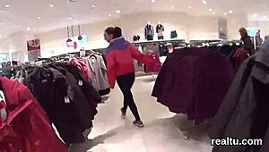 czech nympho bends over in shop for hardcore pov cock pounding after striptease