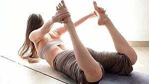 yoga stretch turns sensual with flexible orgasm bliss