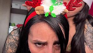 i surprised my best friend with anal plug fucking and facial cum at christmas
