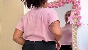 Chubby Ebony Brunette Farts in Big Ass Before Curvy Date Prep
