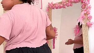 Chubby Ebony Brunette Farts in Big Ass Before Curvy Date Prep