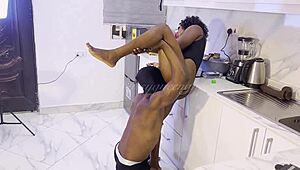 Stepsister Sofia's pantyhose hides a wet pussy craving my tongue in the kitchen, but will I stop there?