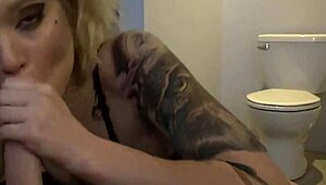 dakota skye gags on deepthroat blowjob as blonde fuck doll swallows every drop
