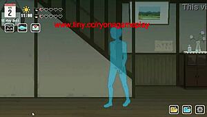 That hot brunette in hentai summer days game vacation drops for a steamy blowjob