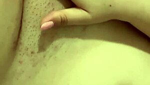 Thick teen girl gropes big natural tits for step-daddy's eyes