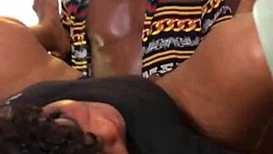 chubby 52-year-old african mama bends over office desk for my bbc licking sex tape