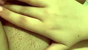 Thick teen girl gropes big natural tits for step-daddy's eyes