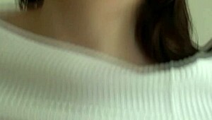 Busty amateur NEXT DOOR girl shows off her BIG NATURAL TITS to neighbors