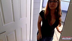 cute brunette kay lee rubs pussy fingered then bj