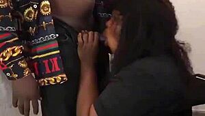 chubby 52-year-old african mama bends over office desk for my bbc licking sex tape