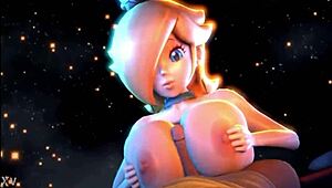 titty fuck with rosalina and peach boobs bouncing wild 🔥🍑