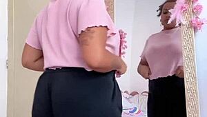 Chubby Ebony Brunette Farts in Big Ass Before Curvy Date Prep