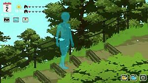 That hot brunette in hentai summer days game vacation drops for a steamy blowjob