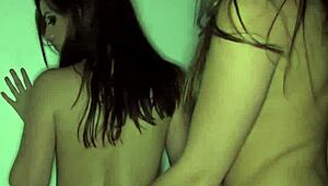 Lily and Dani Daniels tease boobs in black lingerie play