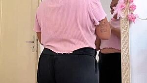 Chubby Ebony Brunette Farts in Big Ass Before Curvy Date Prep