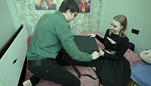 Naughty College Blonde Rides New Pleasure Toy Rough In Bedroom Quickie Cum