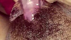 she grabs her toys and plays with that wet caribbean pussy in private