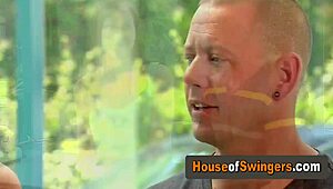 aren't those swinger babes' stunning boobs perfect for groping at this wild pool party?