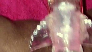 she grabs her toys and plays with that wet caribbean pussy in private