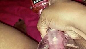 she grabs her toys and plays with that wet caribbean pussy in private
